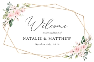 Pink Flowers Welcome Sign, Wedding Sign, Printable File, SH48, 24x36: Blush Pink Flowers Welcome Sign - Wedding Sign - Party Sign