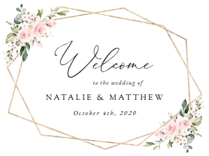 Blush Pink Flowers Welcome Sign - Wedding Sign - Party Sign design preview