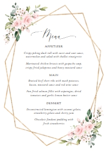 Blush Pink Flowers Wedding Menu design preview