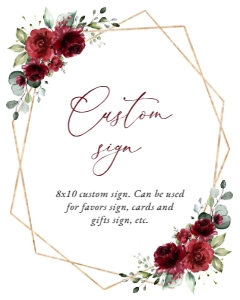 Burgundy Red Flowers Custom Sign - Bridal Shower Sign design preview