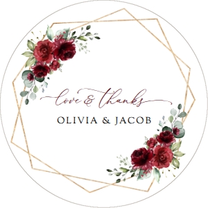 Burgundy Red Flowers Wedding Favor Tags design preview