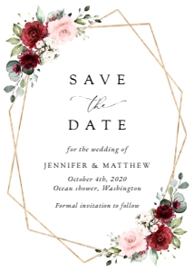 Burgundy and Pink Flowers Save the Date, Wedding Stationery, Printable File, SH36: Burgundy and Blush Pink Flowers Wedding Bundle - Party Items
