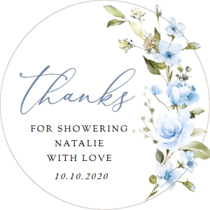Blue Flowers Bridal Shower Favor Tags design preview