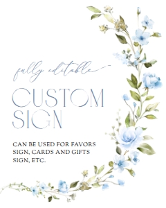 Blue Flowers Custom Sign - Bridal Shower Sign - Party Sign design preview