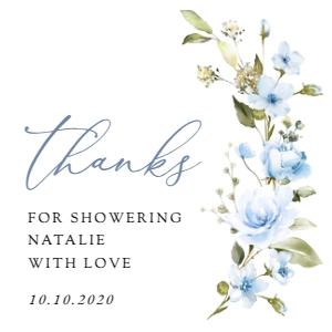 Blue Flowers Bridal Shower Square Favor Tags, Gift Tags, Printable File, SH49: Blue Flowers Bridal Shower Favor Tags