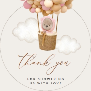 Teddy Bear and Pink Balloons Baby Shower Favor Tags design preview