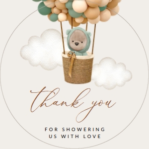 Teddy Bear and Green Balloons Baby Shower Favor Tags design preview