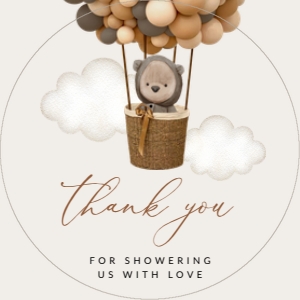 Bear and Brown Balloons Baby Shower Circle Favor Tags, Gift Tags, Printable File, SH53: Bear and Brown Balloons Baby Shower Mini Bundle - Party Items