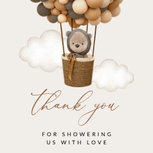 Bear and Brown Balloons Baby Shower Square Favor Tags, Gift Tags, Printable File, SH53: Bear and Brown Balloons Baby Shower Mini Bundle - Party Items