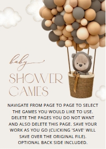 Teddy Bear and Brown Balloons Set of 3 Baby Shower Games design preview