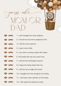 Bear and Brown Balloons Baby Shower Games, Gender Neutral Baby Shower, Printable File, SH53: Bear and Brown Balloons Baby Shower Mini Bundle - Party Items