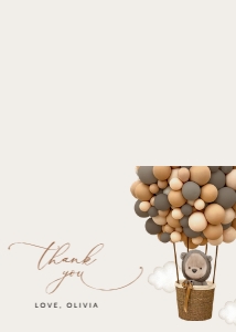 Bear and Brown Balloons Thank You Card, Gender Neutral Baby Shower, SH53: Bear and Brown Balloons Baby Shower Mini Bundle - Party Items