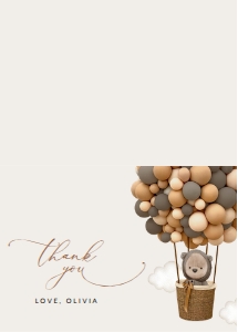 Teddy Bear and Brown Balloons Baby Shower Thank You Card design preview