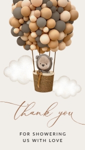 Bear and Brown Balloons Baby Shower Rectangle Favor Tags, Gift Tags, Printable File, SH53: Bear and Brown Balloons Baby Shower Mini Bundle - Party Items
