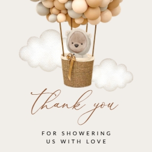 Bear and Beige Balloons Baby Shower Square Favor Tags, Gift Tags, Printable File, SH54: Bear and Beige Balloons Baby Shower Mini Bundle - Party Items
