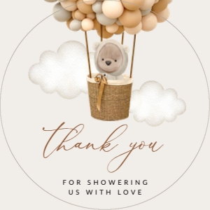 Bear and Beige Balloons Baby Shower Circle Favor Tags, Gift Tags, Printable File, SH54: Bear and Beige Balloons Baby Shower Mini Bundle - Party Items