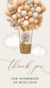 Bear and Beige Balloons Baby Shower Rectangle Favor Tags, Gift Tags, Printable File, SH54: Bear and Beige Balloons Baby Shower Mini Bundle - Party Items