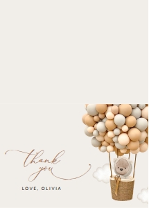 Teddy Bear and Beige Balloons Baby Shower Thank You Card design preview