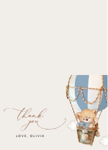 Teddy Bear in Blue Balloon Baby Shower Thank You Card design preview