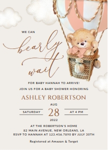 Teddy Bear in Pink Balloon Baby Shower Mini Bundle - Party Items design preview
