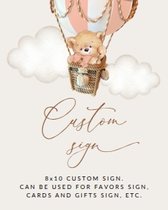 Teddy Bear in Pink Balloon Custom Sign - First Birthday Sign design preview