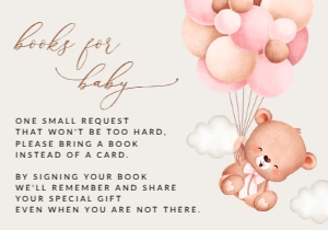 Baby Bear with Pink Balloons Books for Baby, Girl Baby Shower, Printable File, SH58: Baby Bear with Pink Balloons Baby Shower Mini Bundle