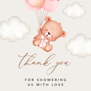 Baby Bear with Pink Balloons Baby Shower Square Favor Tags, Gift Tags, Printable File, SH58: Baby Bear with Pink Balloons Baby Shower Mini Bundle