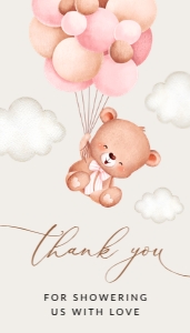 Baby Bear with Pink Balloons Baby Shower Rectangle Favor Tags, Gift Tags, Printable File, SH58: Baby Bear with Pink Balloons Baby Shower Mini Bundle