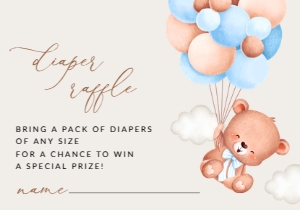 Baby Bear with Blue Balloons Diaper Raffle, Boy Baby Shower, Printable File, SH59: Baby Bear with Blue Balloons Baby Shower Mini Bundle