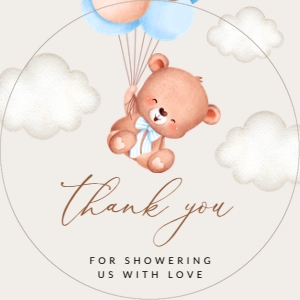 Baby Bear with Blue Balloons Baby Shower Circle Favor Tags, Gift Tags, Printable File, SH59: Baby Bear with Blue Balloons Baby Shower Mini Bundle