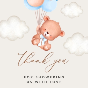 Baby Bear with Blue Balloons Baby Shower Square Favor Tags, Gift Tags, Printable File, SH59: Baby Bear with Blue Balloons Baby Shower Mini Bundle