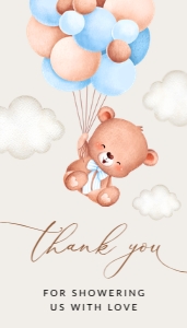 Baby Bear with Blue Balloons Baby Shower Rectangle Favor Tags, Gift Tags, Printable File, SH59: Baby Bear with Blue Balloons Baby Shower Mini Bundle