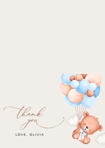 Baby Bear with Blue Balloons Thank You Card, Boy Baby Shower, SH59: Baby Bear with Blue Balloons Baby Shower Mini Bundle