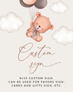Baby Bear with Brown Balloons Custom Sign - First Birthday Sign design preview