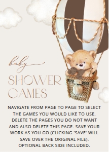 Teddy Bear in Brown Balloon Set of 3 Baby Shower Games design preview
