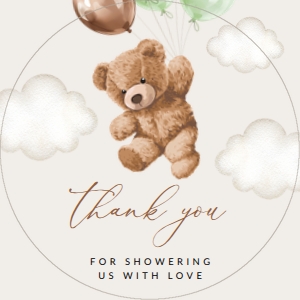Teddy Bear and Green Balloons Baby Shower Favor Tags design preview