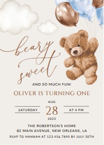 Teddy Bear with Blue Balloons First Birthday Mini Bundle design preview