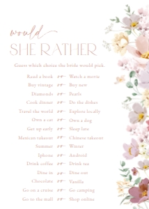 Colorful Flowers Bridal Shower Games Bundle - Set of 3 Games design preview