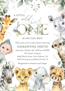 Wild Animals and Greenery Baby Shower Mini Bundle - Party Items design preview
