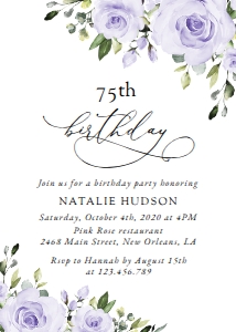 Purple Flowers Birthday Invitation design preview