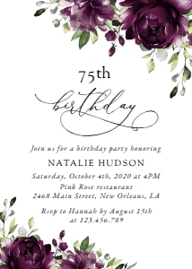 Plum Purple Flowers Birthday Invitation design preview