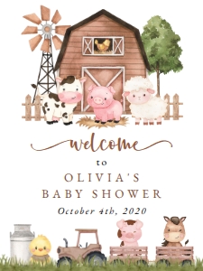 Farm Animals and Brown Barn Welcome Sign - Baby Shower Sign design preview