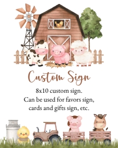 Farm Animals, Brown Barn Custom Sign, Printable File, SH103 SH116, 8x10: Farm Animals and Brown Barn First Birthday Mini Bundle