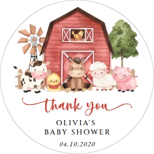 Farm Animals and Red Barn Baby Shower Favor Tags design preview