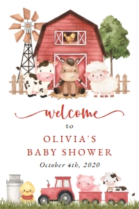 Farm Animals and Red Barn Welcome Sign - Baby Shower Sign design preview