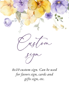 Purple and Yellow Flowers Custom Sign - Wedding Sign design preview