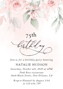 Blush Pink Flowers Birthday Invitation design preview
