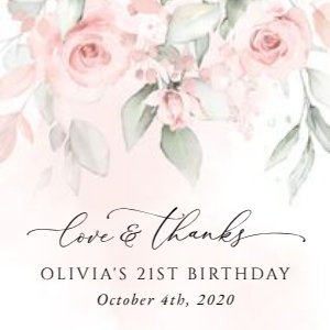 Blush Pink Flowers Birthday Square Favor Tags, Gift Tags, Printable File, SH109: Blush Pink Flowers Birthday Mini Bundle - Party Items