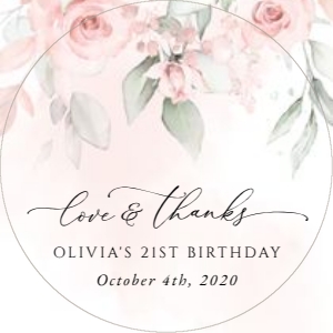 Blush Pink Flowers Birthday Circle Favor Tags, Gift Tags, Printable File, SH109: Blush Pink Flowers Birthday Mini Bundle - Party Items