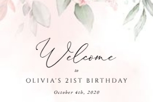 Blush Pink Flowers Welcome Sign, Birthday Sign, Printable File, SH109, 24x36: Blush Pink Flowers Birthday Mini Bundle - Party Items